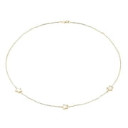 White Enamelled 3 Star Necklace in 14K Yellow Gold