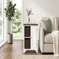 thumbnail image 1 of White End Table with Storage Baskets and Cabinet - American Style Accent Table, 1 of 10