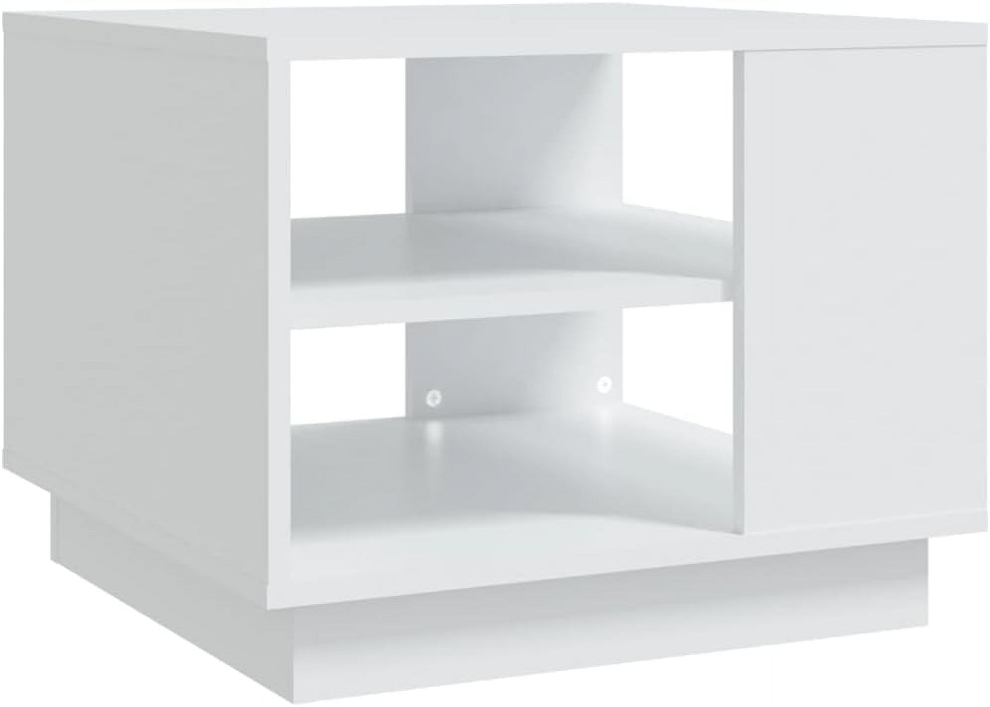 White Engineered Wood Coffee Table Contemporary Square Side/Couch