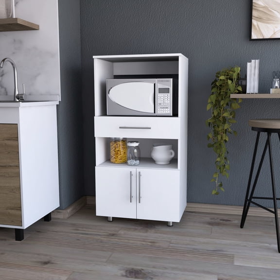 White Engineered Wood Microwave Stand / Beautify Your Kitchen Decor