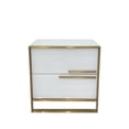 thumbnail image 1 of White Engineered Wood Night Stand with Matte Gold Frame and Linear Handles, 1 of 3
