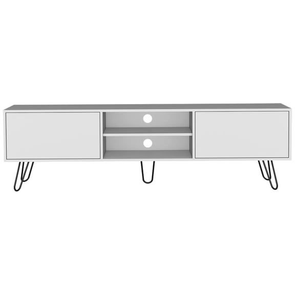 White Engineered Wood TV Stand for 50 - 59 Inch TVs / Enhances Room Decor