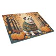 thumbnail image 1 of White English Bulldog Fall Glass Cutting Board Large, 1 of 5