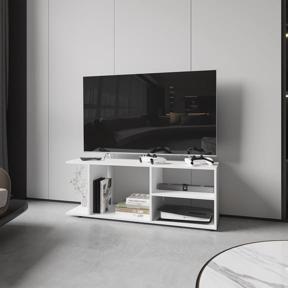 White Entertainment Center - Organize Media & Decor - Standard Living Rooms - Add Style to Space