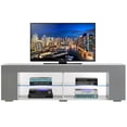thumbnail image 1 of White Entertainment TV Stand with LED Lights and Glass Shelves with UV Frame, 1 of 6