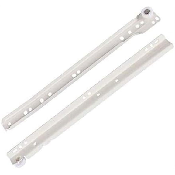 White Epoxy Coated Bottom Mount Euro Drawer Slides 12"-22" - 10 Pair Pack (22")