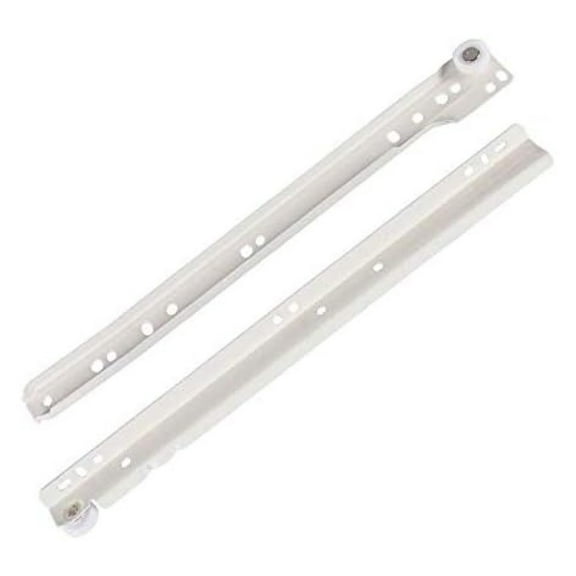 White Epoxy Coated Euro Drawer Slides 12"-22" - 10 Pair Pack (16")