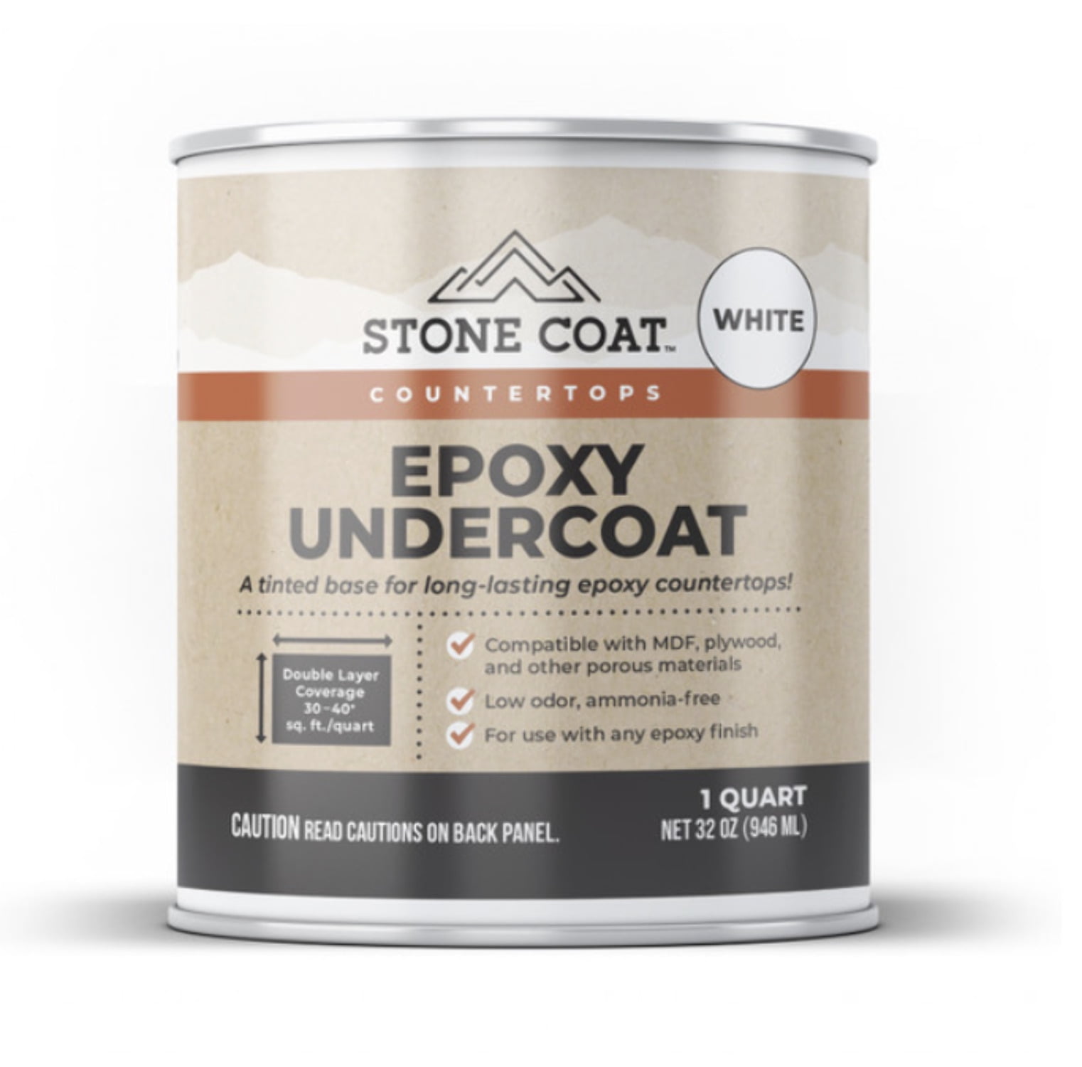 White Epoxy Undercoat (1 Quart, 32 Fl Oz) Epoxy Paint and Primer Mix for  Coating MDF, Plywood, and Other Porous Materials! Use with DIY Epoxy Resin  Kits (Stone Coat Countertops) 