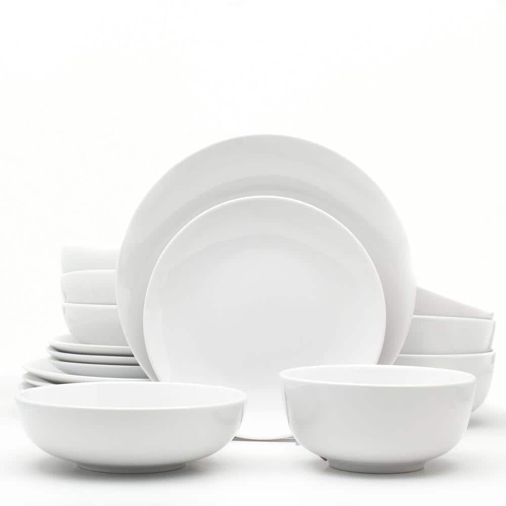 Glossy White 16-Piece Porcelain Dinnerware Set for 4