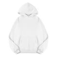 thumbnail image 1 of White Essentials Hoodie, Polyester Hoodies for Women, Women Fleece Loose Hoodie Sweatshirt Long Sleeve Pocket Drop Shoulder Pullovers Top XL, 1 of 4