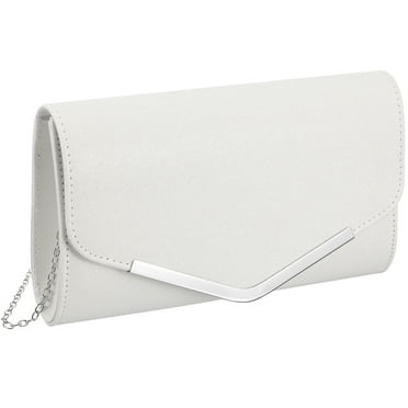 White Evening Bag Handbag Wedding Party Message Bag Clutch Bag Purse Simple Chain Bag for Women Ladies