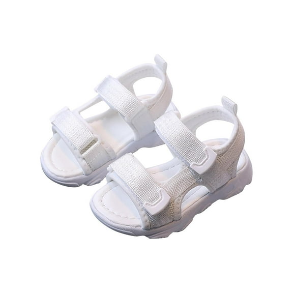 White Everyday Sandals For Active Boys, Soft Soled Design, Comfortable Breathable Upper