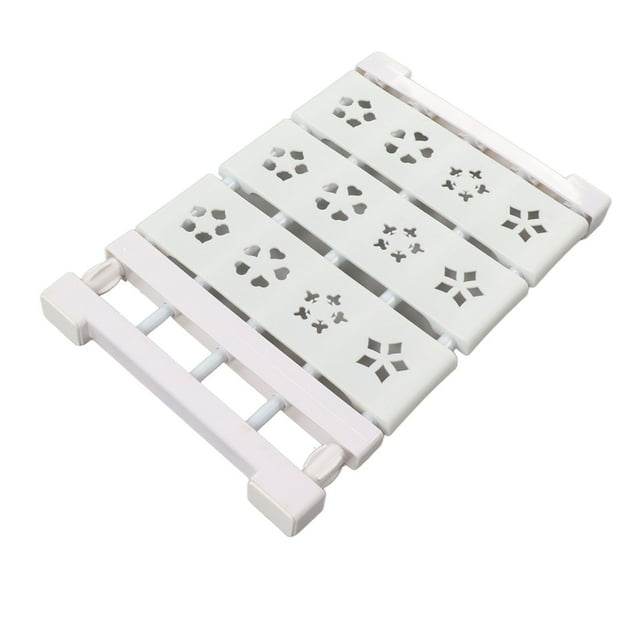 White Expandable Closet Tension Shelf No Drill Telescopic Wardrobe