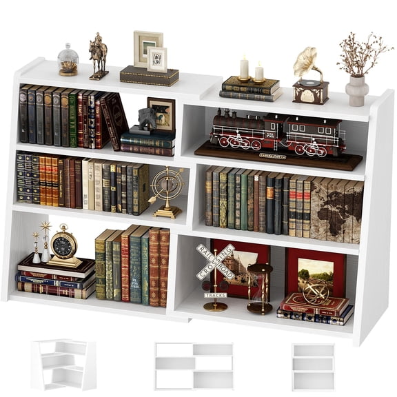 White Expandable Corner Ladder Bookshelf 4-Tier Modular Bookcase For Living Room Bedroom