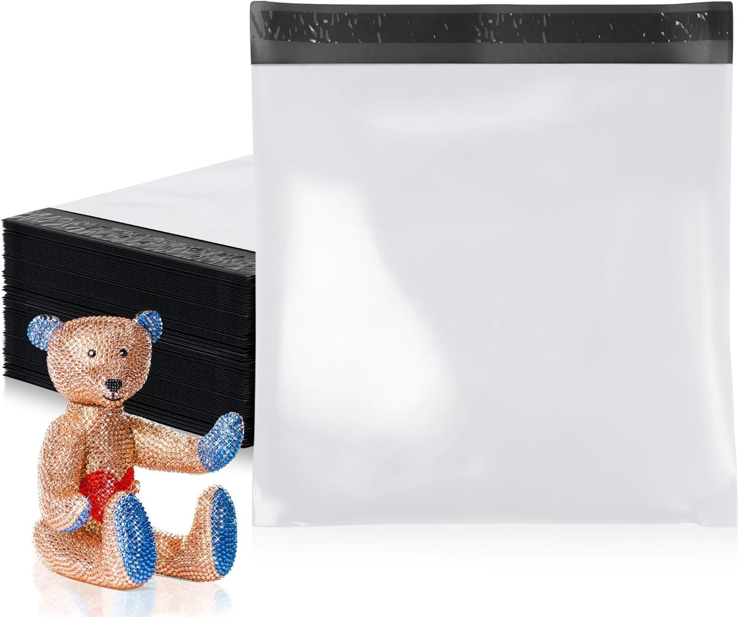 White Expansion Poly Mailers 24 x 24 Inches. 1200 Pack Poly Shipping Bags for Clothing with Self