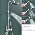 thumbnail image 1 of White Exposed Shower System Set Rainfall Shower Faucet Fixtures Wall Mount, 1 of 12