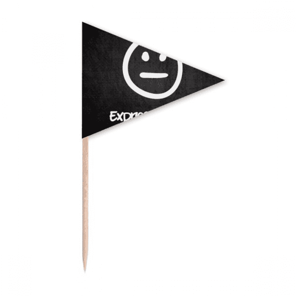White Expressionless Cute Chat Face Toothpick Triangle Cupcake Toppers Flag