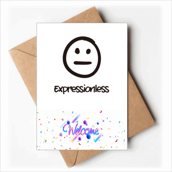White Expressionless Cute Chat Face Welcome Back Greeting Cards Envelopes Blank