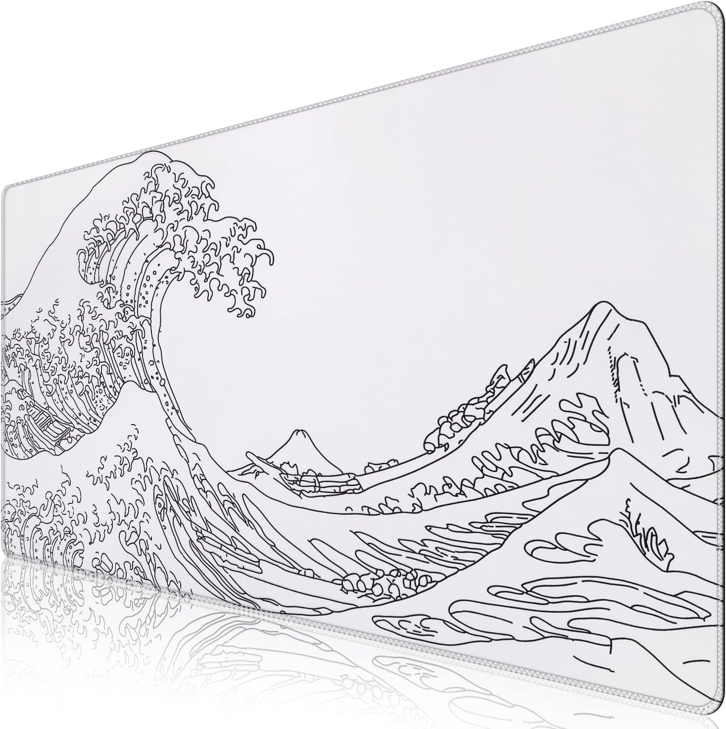 White Extended Gaming Mouse Pad Large Stable Rubber Base Mousepad, Stitched Edges, Keyboard Mouse Mat Desk Pad for Work, Game, Office, Home, 35.4x15.7 in