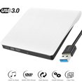 White External USB 3.0 High Speed Slim DVD Burner Optical Drive For Any