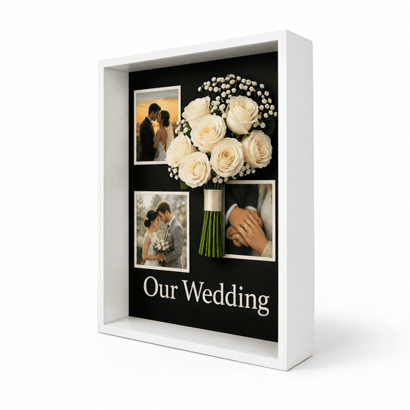 White Extra Deep Large Shadow Box Frame Display Case with Glass Cover and Lining