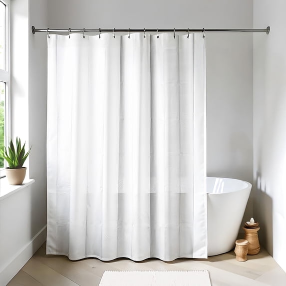 White Extra Long Waterproof Shower Curtain Liner 71x79 Inches