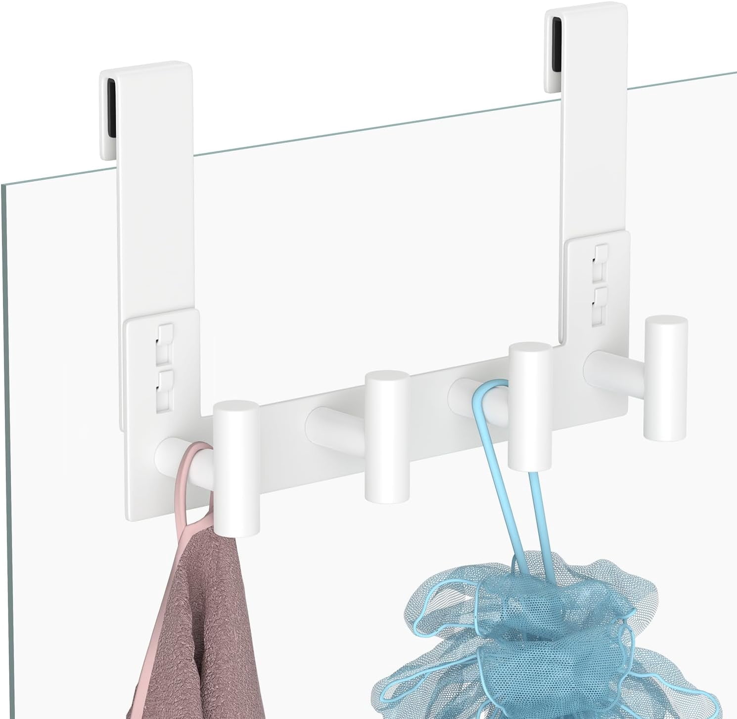 White Extra-Long Shower Door Hanger for 3/8-Inch Glass Panels with 4 ...