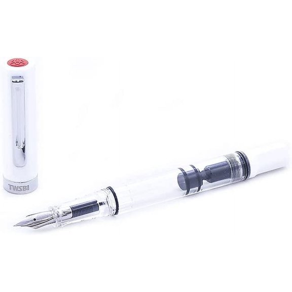 White F Nib Fountain Pen, Eco Piston Fill Mechanism, Fine Point Writing Instrument, Clear Demonstrator Design