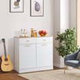 White [FCH] Kitchen Trash Can with 2 Doors 2 Drawers and 2