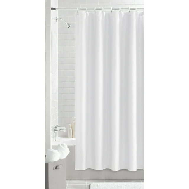 White Fabric Shower Curtain, 70" x 72", Mainstays Classic Waffle Weave Design