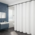 thumbnail image 1 of White Fabric Shower Curtain Liner & Hooks, MAZBFF 72 "x72" Polyester Fabric Waterproof Mildew Resistant Shower Curtain & Hooks 12pcs, 1 of 6