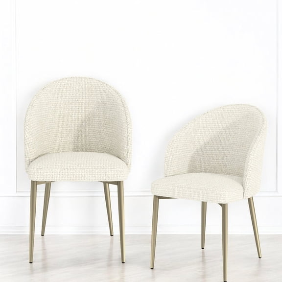 White Fabric and Metal - Armless Design for Flexibility - Kitchen or Breakfast Nook - 220lbs Weight Capacity