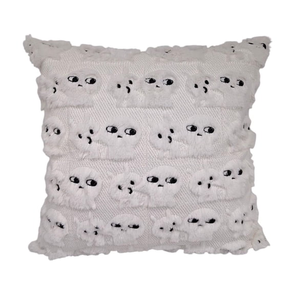 White Face-Shaped Plushy Pillow With 3D Design For Sofa Lumbar Support Holiday Accent