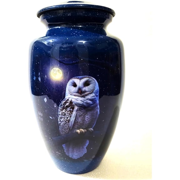 White-Faced Owl Urn  10-Inch Memorial Urn for Human and Dog Ashes, Cherished Tribute for Adults and Pets