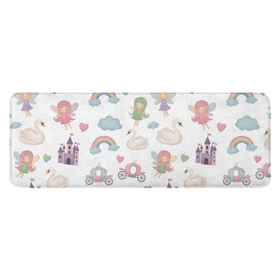 White Fairy Castle Pattern Kitchen Rug Mat,Kitchen Runner Rugs Non Skid Washable,Decorative Kitchen Floor Mats for Kitchen,Sink,Laundry,17"x47.2"