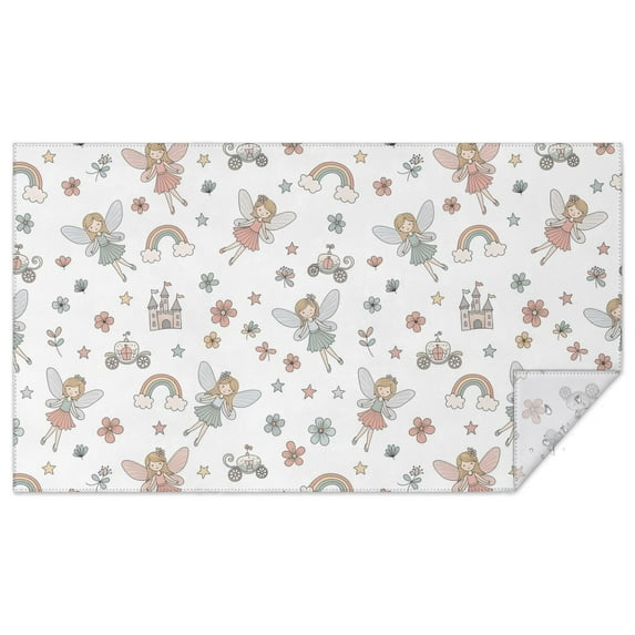 White Fairy Castle Pattern Rectangle Tablecloth 60"x102",Waterproof Polyester Rectangle Table Cloth, Wipeable Spillproof Polyester Tablecloth for Dining, Camping, Indoor and Outdoor