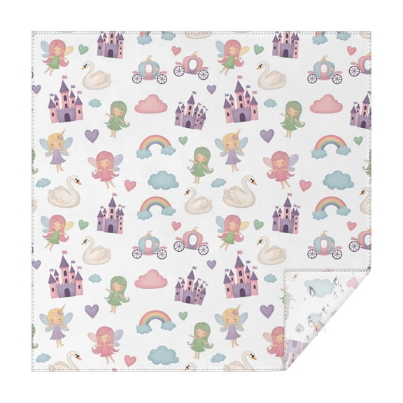 White Fairy Castle Pattern Square Tablecloth,Waterproof Square Table Cover,Wipeable Spillproof Washable Table Cover for Home Kitchen Party Decor 42"X42"(107x107cm)
