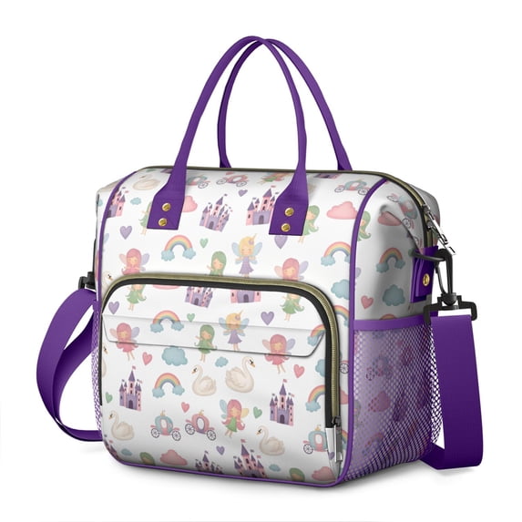 White Fairy Castle Pattern Womens Lunch Box for Work,Insulated Large Lunch Bag for Tween and Teen,Loncheras Para Mujer,Leakproof Adult Lunch Bag for Work,Beach,Travel,Picnic,Camping