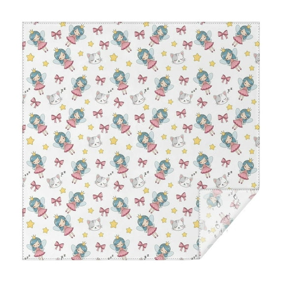 White Fairy Cat Pattern Square Tablecloth,Waterproof Square Table Cover,Wipeable Spillproof Washable Table Cover for Home Kitchen Party Decor 52"x52"(132x132cm)