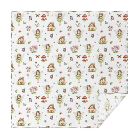 White Fairy Cottage Princess Pattern Square Tablecloth,Waterproof Square Table Cover,Wipeable Spillproof Washable Table Cover for Home Kitchen Party Decor 60"x60"(152x152cm)