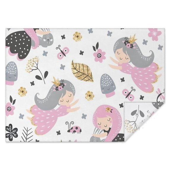White Fairy Flower Pattern Rectangle Tablecloth 60"x84",Waterproof Polyester Rectangle Table Cloth, Wipeable Spillproof Polyester Tablecloth for Dining, Camping, Indoor and Outdoor