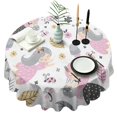 thumbnail image 1 of White Fairy Flower Pattern Round Tablecloth 60"x60",Wrinkle Wipeable Table Cloth for Kitchen Dining Room Picnic Patio Party, 1 of 6