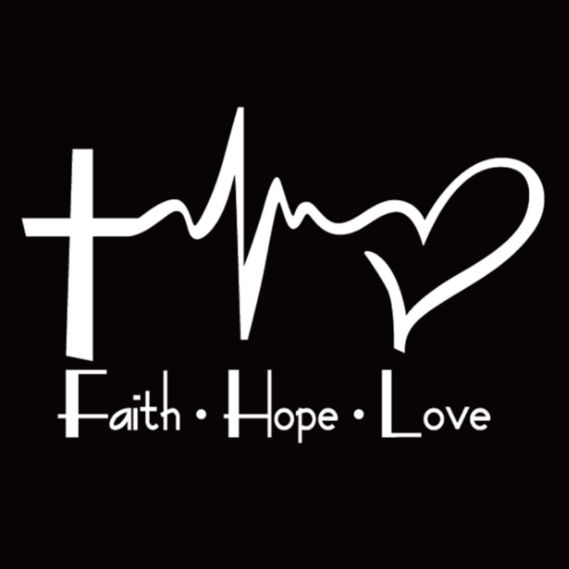 (White) Faith Hope Love Vinyl Car Sticker Cartoon Jesus Christian ...