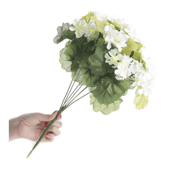 White Fake Geranium Bush - For Weddings, Bridal Showers, Indoor Spring and Summer Arrangements and Home Decor