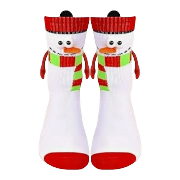 White Fall And Winter Socks Hand In Hand Magnetic Christmas Socks Long Socks Sweat Absorbing Sports Socks White Free Size