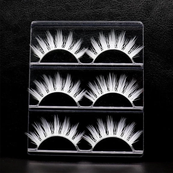 White False Eyelashes For Stage Party Halloween Makeup Reusable Handmade Soft Fiber