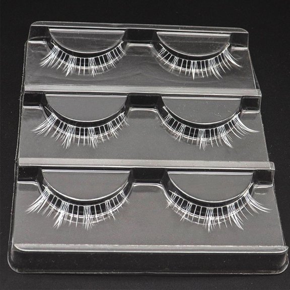 White False Eyelashes For Stage Party Halloween Makeup Reusable Handmade Soft Fiber