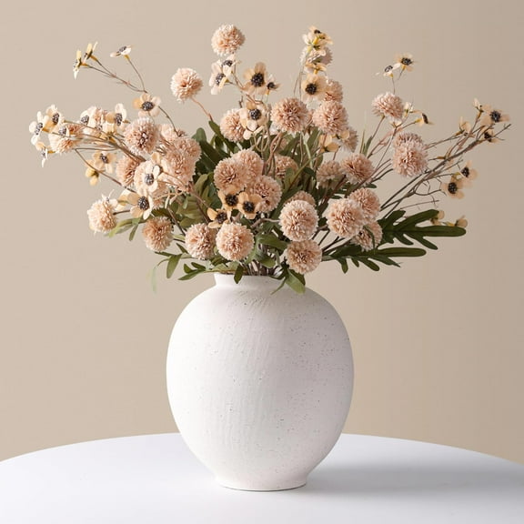 White Farmhouse Ceramic Vase - 9.8 Inch Large Rustic Pottery Vase, Sandstone Textured Decorative Accent for Home, Table, Living Room