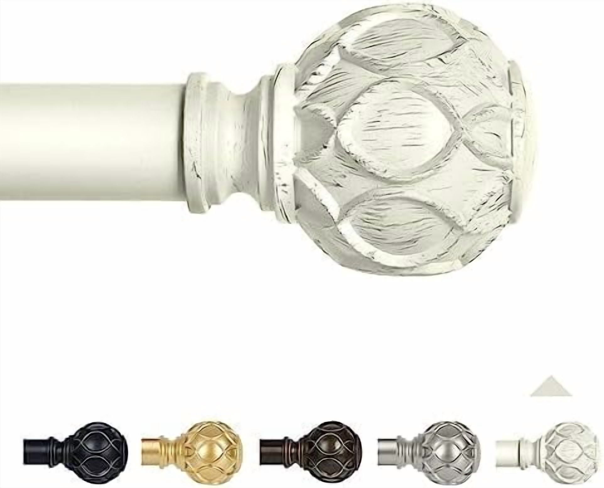 White Farmhouse Curtain Rods for Windows:66-120
