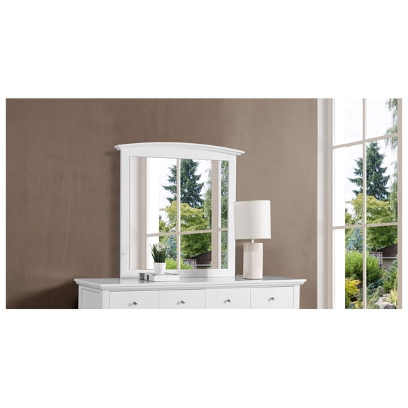 White Farmhouse Mirror, 60x30in Hammond G5490-M - Modern Wall Mirror for Bedroom, Bathroom, Living Room - Wood Veneer, Clear Reflection